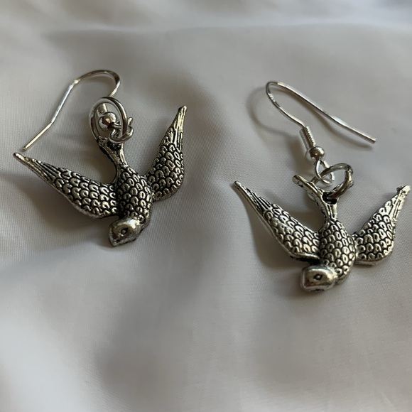 Birds earrings sterling silver hooks Artisan - Picture 6 of 9